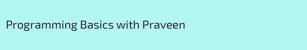 Programming Basics with Praveen